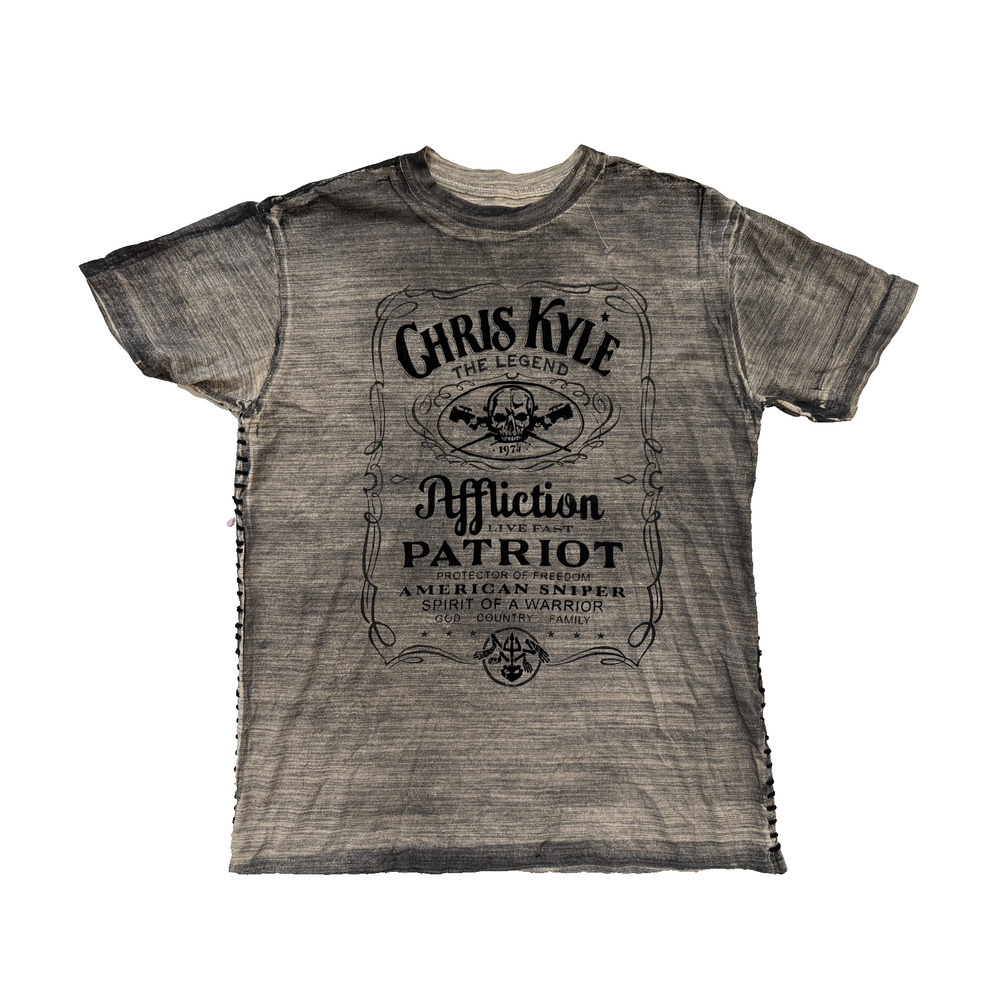 Affliction Shirt Mens Medium Gray Black Chris‎ Kyle Patriot American Sniper RARE